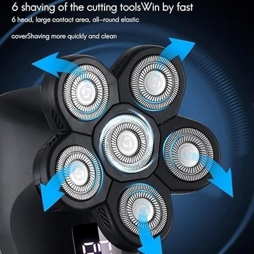 YREAJZVS Electric Shavers for Bald Men, 6 in 1 Rechargeable Electric Shaver Six Floating Heads Bald Head Shaver Grooming Kit Shaver for Men Beauty and Personal Care YREAJZVS