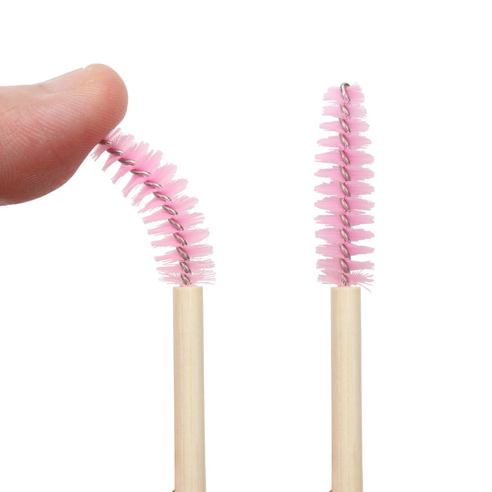 Mekupeu Mekupeu 100 Pcs Disposable Mascara Wands Bamboo Spoolies Brush for Eyelash Extensions Spoolie Eyelash Lash Wand Applicator Makeup Kits, Pink Beauty & Personal Care Mekupeu