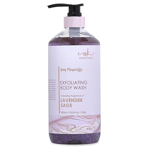 Manna Kadar Beauty Dead Sea Minerals Exfoliating Body Wash, Lavender Sage - Body Wash, Shower Gel, Moisturizing Scrub, Brighten Dull Skin, Gentle Beauty & Personal Care Manna Kadar