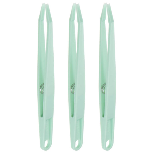 HARFINGTON 3pcs Sticker Tweezers for Crafting 4.53" Flat Tip with Spring Plastic Tweezers Craft Tweezers for Stickers, Scrapbooking, Eyelash Beauty and Personal Care HARFINGTON
