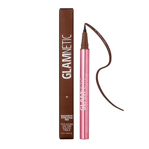 Glamnetic Felt Tip Magnetic Eyeliner Pen - Brown 0.025 fl oz | Brown Smudgeproof & Waterproof Eyeliner Pen, All-Day Hold for Magnetic Eyelashes Beauty & Personal Care Glamnetic
