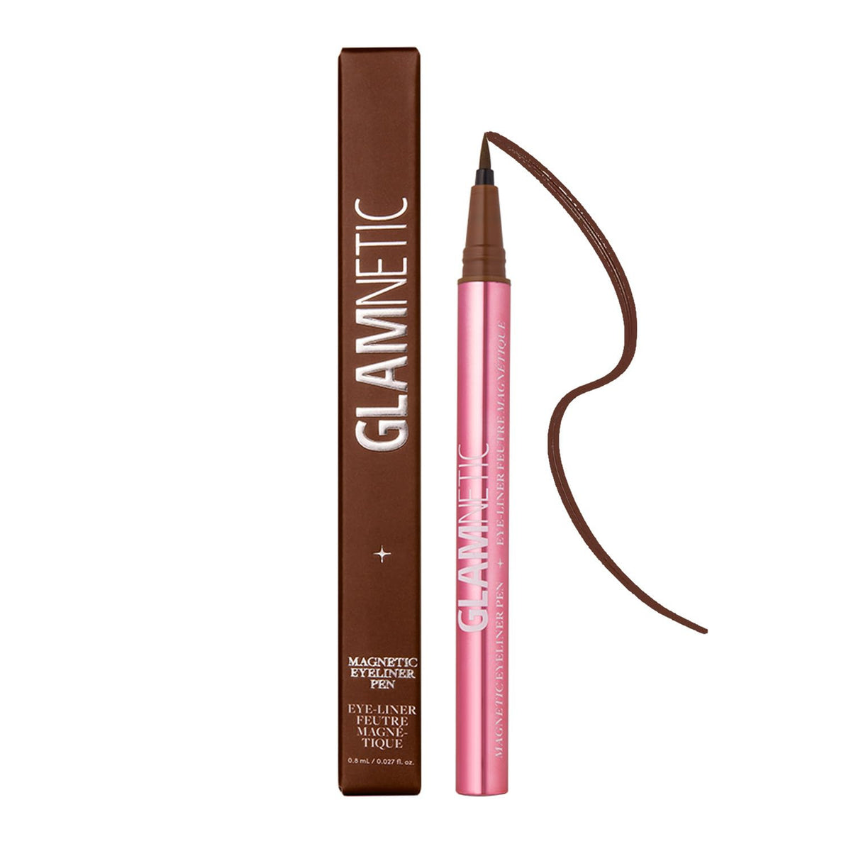 Glamnetic Felt Tip Magnetic Eyeliner Pen - Brown 0.025 fl oz | Brown Smudgeproof & Waterproof Eyeliner Pen, All-Day Hold for Magnetic Eyelashes Beauty & Personal Care Glamnetic