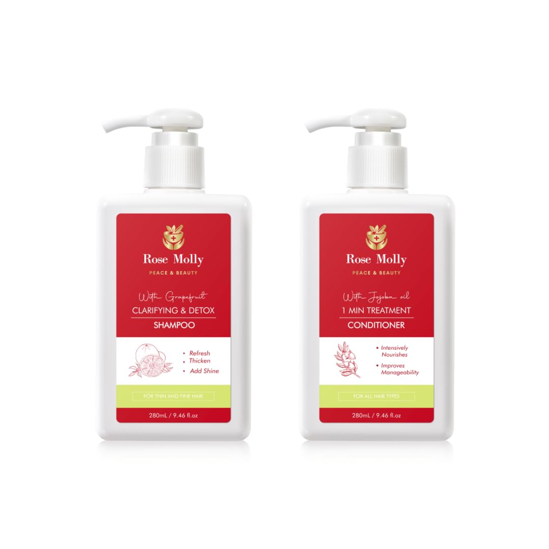 Rose Molly White Grapefruit Clarifying & Detox Shampoo, 1 Min Treatment Conditioner Set, 9.46 fl oz Beauty & Personal Care Rose Molly