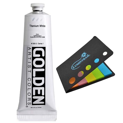 Golden Artist Heavy Body Acrylic Paint, 5 Ounce Tube-Titanium White (1380-3) + A Lumintrail Colored Sticky Notes Set Beauty & Personal Care LKCTB