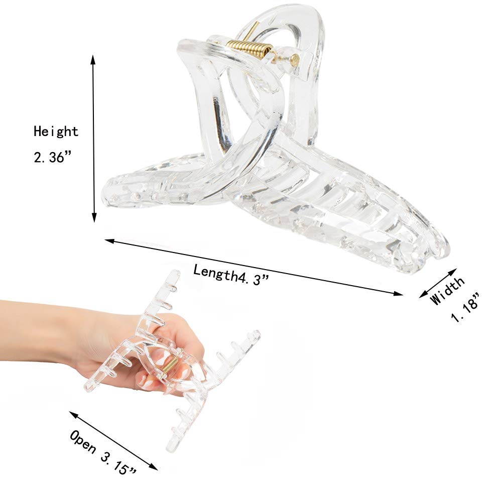 Kitiin Clear Claw Clips for Thick/Fine/Thin Hair, Strong Holding Large Jaw Polycarbonate Clips for Women (3 pcs) Beauty & Personal Care Kitiin
