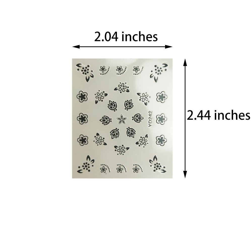 4500 Pieces Flowers Nail Stickers Kit 90 Sheets 3D Mini Nail Art Stickers Black White Colorful Various Patterns Flower Decals Self-Adhesive False Beauty & Personal Care Tazimi