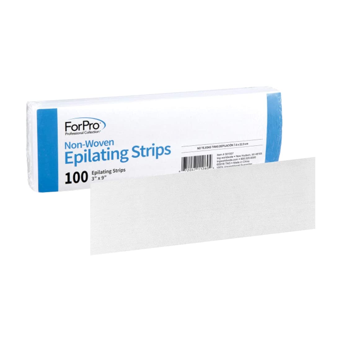 ForPro Professional Collection Non-Woven Epilating Strips, White, Tear-Resistant, Pre-Cut Strips for Hair Removal, 3” W x 9” L, 100-Count Beauty and Personal Care ForPro Professional Collection
