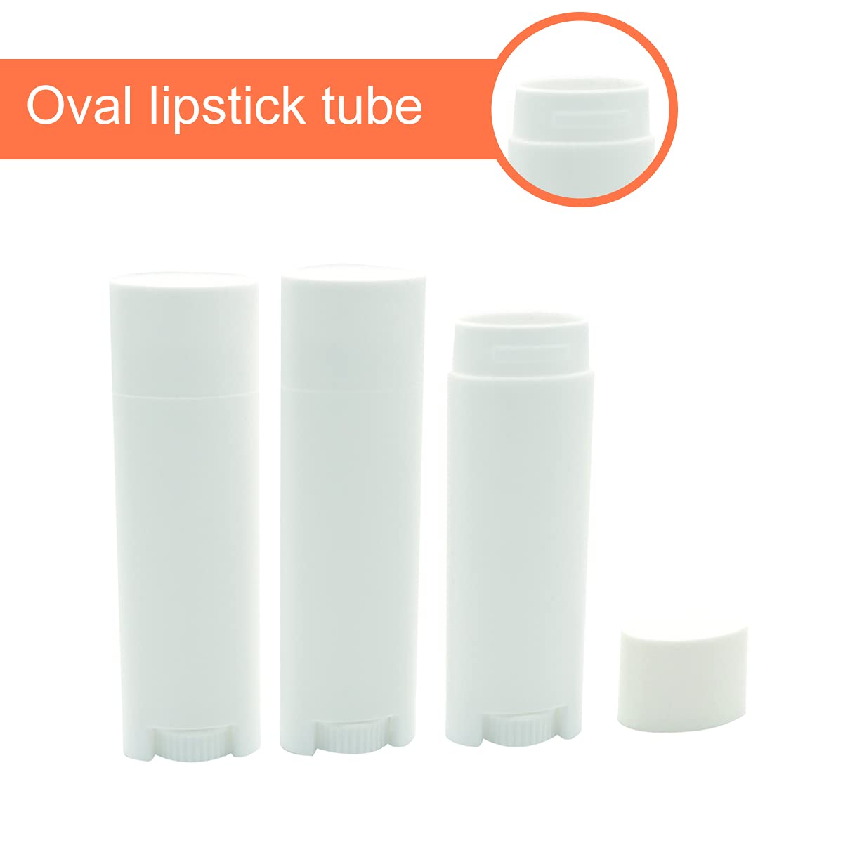 Ewanda store 5ml Oval Lip Balm Tubes,50PCS Plastic White Empty Oval Oval Deodorant Containers Lip Gloss Container Holder With Caps Beauty and Personal Care Ewanda store