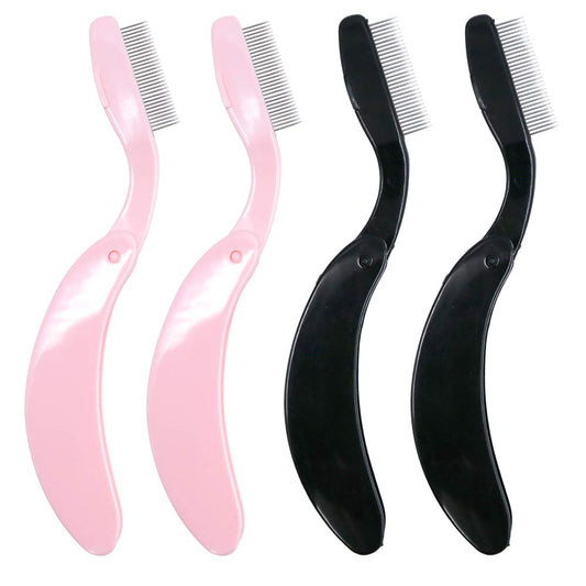 G2PLUS 4PCS Folding Eyelash Comb, Eyebrow Comb Metal Teeth, Eyelash Separator Comb, Eyelash Brush and Comb, Professional Tool for Define Lash & Brow Beauty & Personal Care G2PLUS