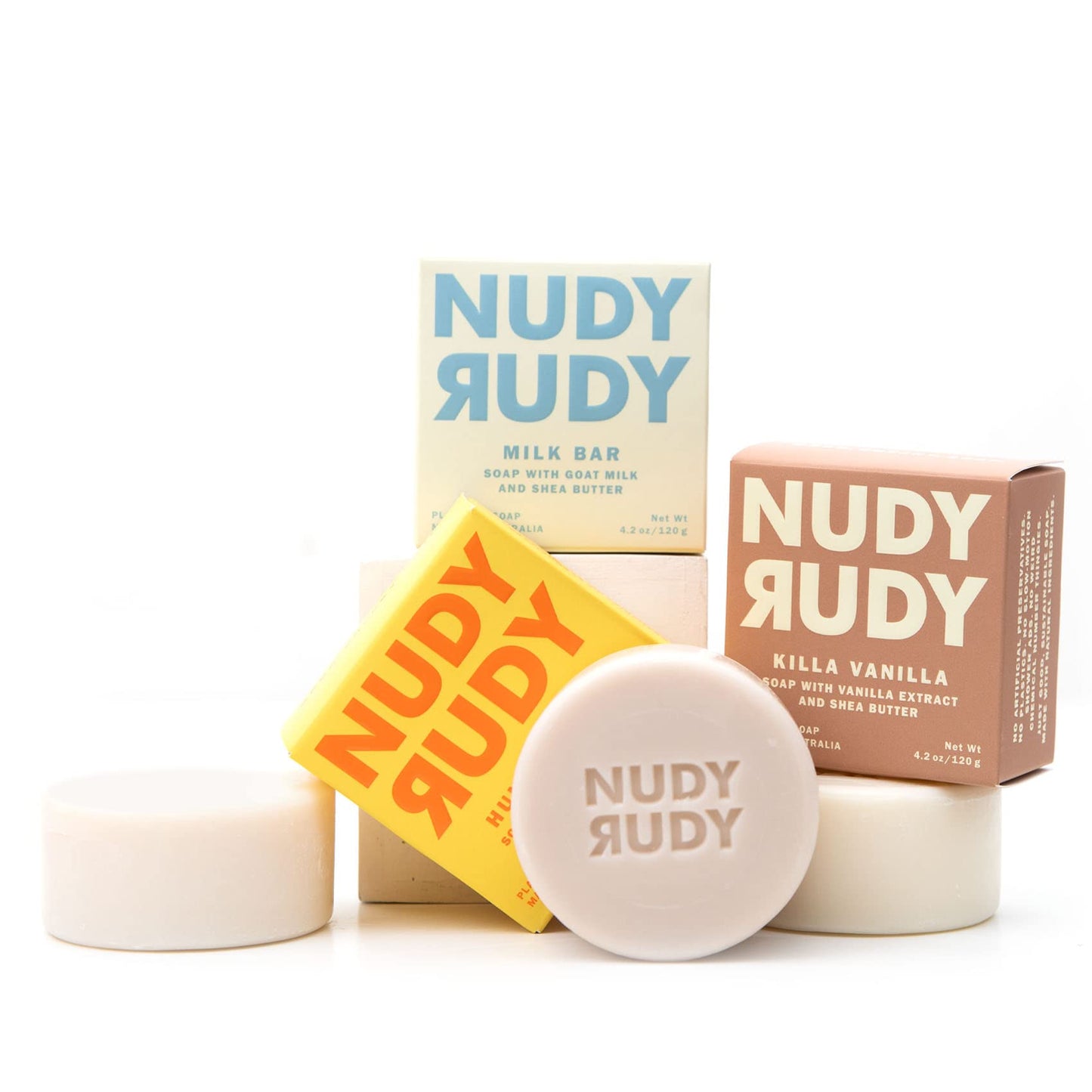 Nudy Rudy Milkshake Bundle Bar Soap Pucks, Includes Milk Bar, Hunny Bunny, Killa Vanilla, Made with Organic Shea Butter, Pure Plant Oils, Triple Beauty & Personal Care Nudy Rudy