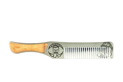 Death Grip Steel Metal Handcrafted Wood Handle Hair Comb | Perfect for Styling Pompadour | Men's Beard & Handlebar Mustache - Small Comb Not A Brush Beauty & Personal Care Death Grip
