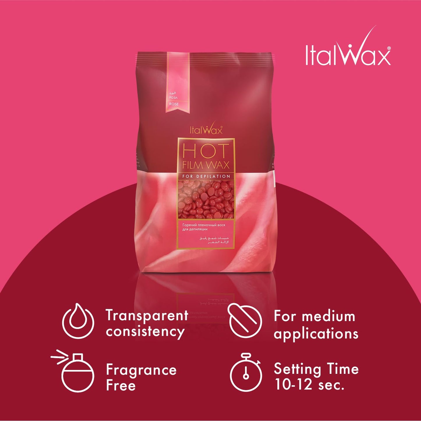 Italwax Classic Line Rose Hard Wax Beads 1.1 lb (500 g) - Medium-Long Setting Stripless Wax for Large Areas & Coarse Hair - Made in Italy Beauty and Personal Care Italwax