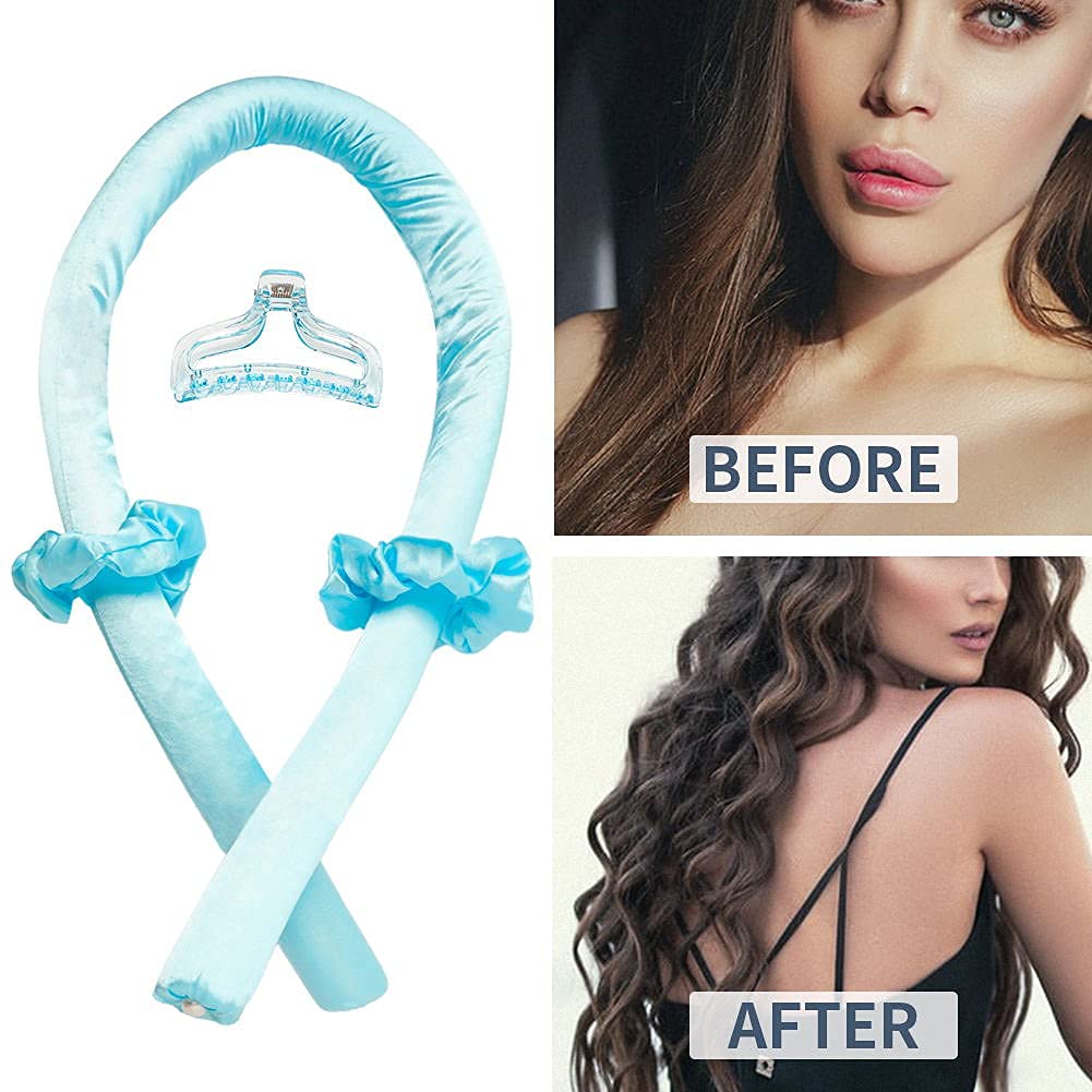 Heatless Curling Rod Headband No Heat Silk Ribbon Curling Rod Hair Roller Curls with Hair Claw Clip Lazy Natural Soft Wave DIY Hair Rollers Styling Beauty & Personal Care BATOUDE