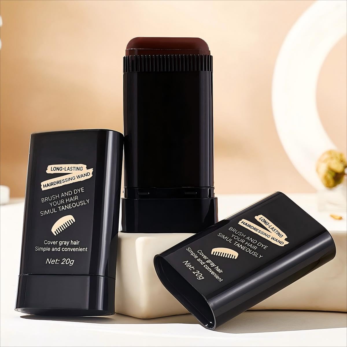 2-in-1 Hair Color Stick & Comb, Long-Lasting Waterproof Color,Sweat-Proof, Quick Root Touch-Up, Coloring Tool - For Women & Men (Brownish Black-2PCS) Beauty & Personal Care TABOUNTS