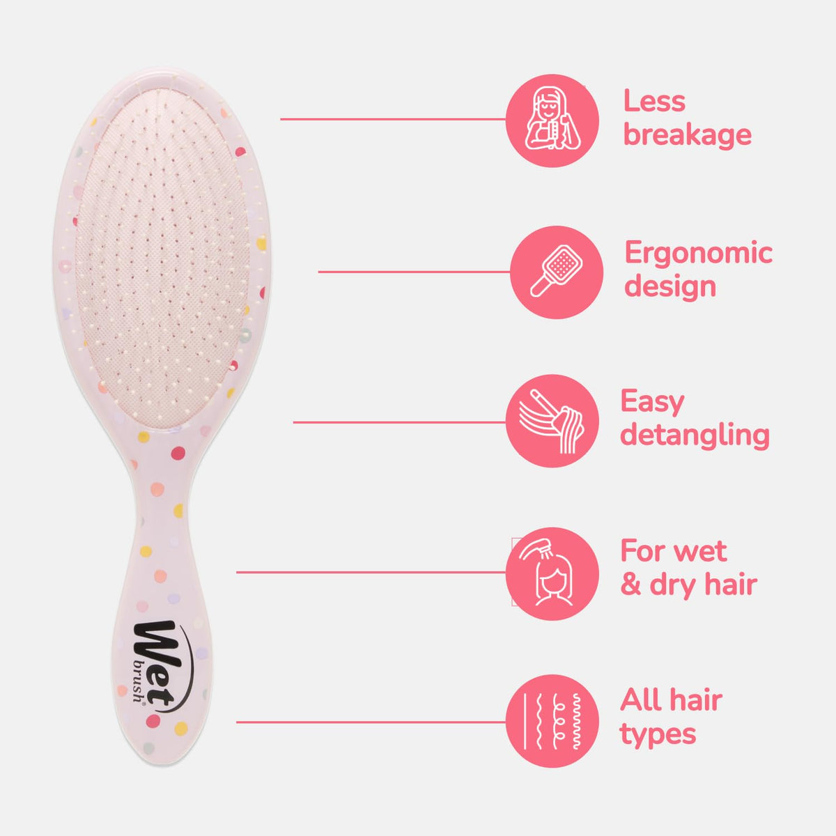 Wet Brush Original Detangling Hair Brush, Hello Disney Minnie Mouse - Ultra-Soft IntelliFlex Bristles - Detangler Brush Glide Through Tangles With