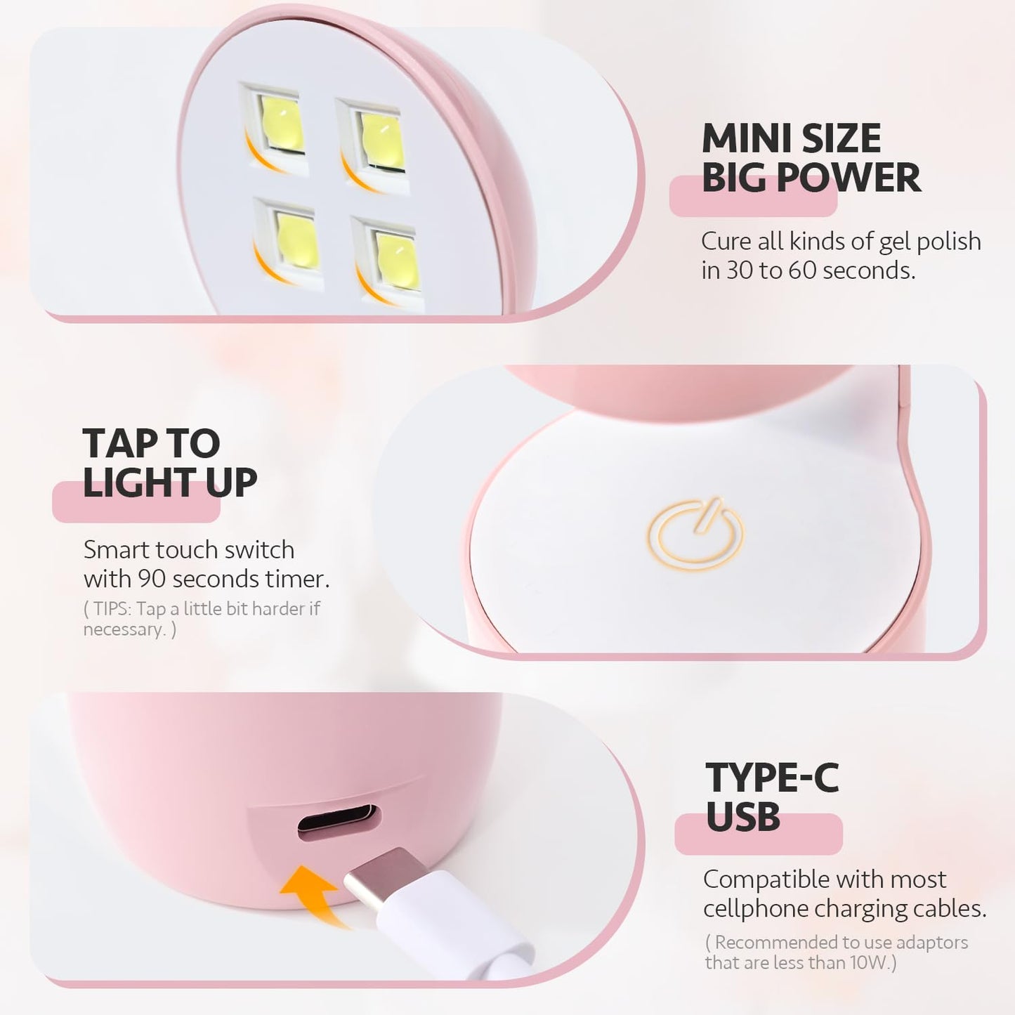 GAOY UV Light for Gel Nails, Small Nail Cure Light, LED Nail Lamp, USB Nail Dryer for Fast Curing, White Beauty and Personal Care GAOY
