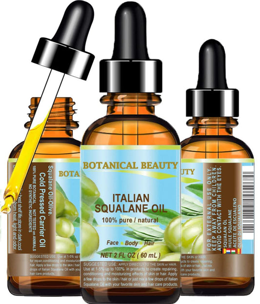 Botanical Beauty SQUALANE Italian Olive 100% Pure Natural Undiluted Oil 100% Ultra-Pure Moisturizer for Face, Skin, Body, Hair. Reliable 24/7 Skincare Beauty & Personal Care Botanical Beauty