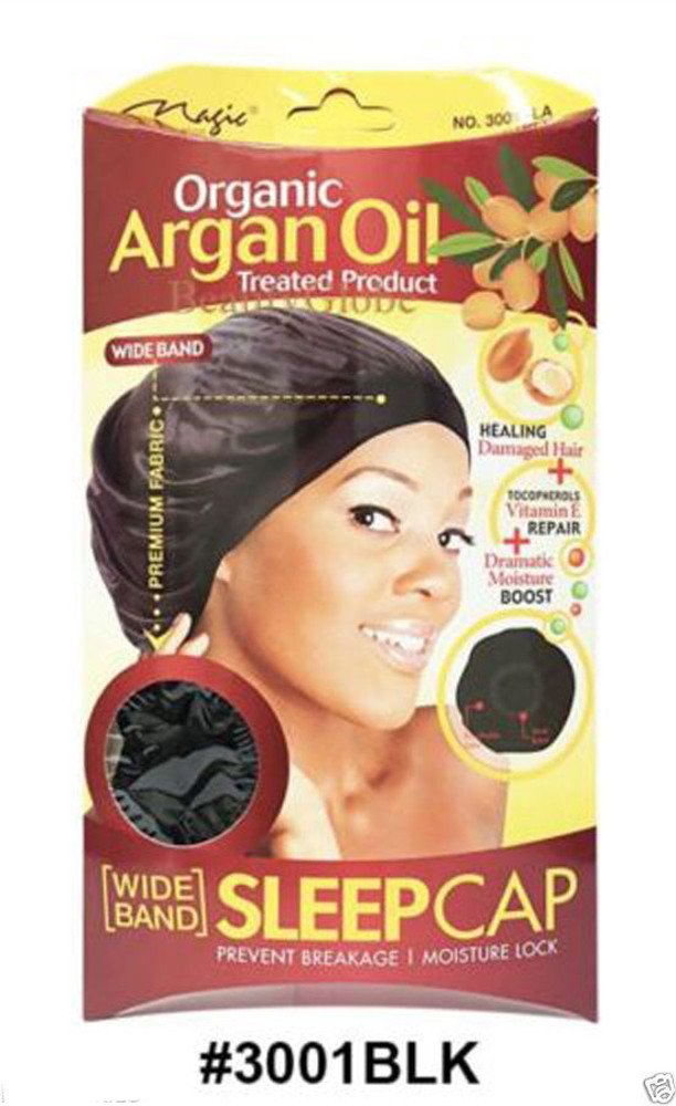 Magic Collection Wide Band Sleep Cap Organic Argan Oil Treated Cap #3001 BLA by Organic Beauty and Personal Care Magic Collection