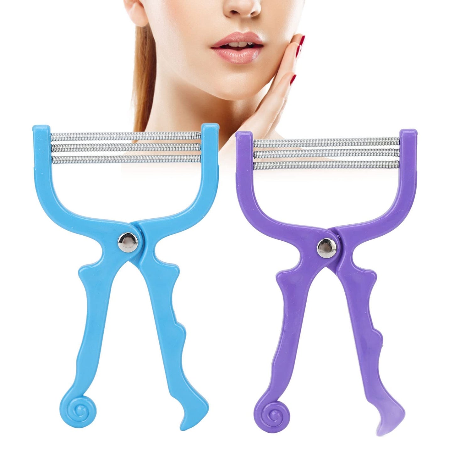 ZJchao 2pcs Spring Hair Remover, Stainless Steel Face Epilator Spring Threading for Women Face, Chin Hair, Upper Lip Hair, Mustache Beauty and Personal Care ZJchao