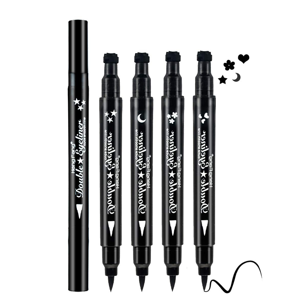 LAMUSELAND Eyeliner Stamp Wingliner, Waterproof Smudge-proof Liquid Eye Liner Gel Pen Set, Long Lasting Heart Black Thin Double Ended Pencil Makeup Beauty & Personal Care LAMUSELAND