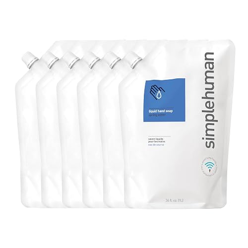 simplehuman Spring Water Moisturizing Liquid Hand Soap Refill Pouch, 34 Fl. Oz. (Pack of 6) Beauty & Personal Care simplehuman