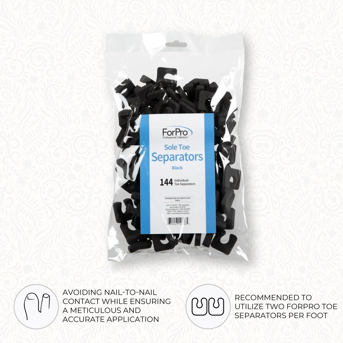 ForPro Sole Toe Separator - Black Luxurious Foam Separators - Individual Toe Separators for Pedicures – (Pack of 576) Beauty and Personal Care ForPro Professional Collection
