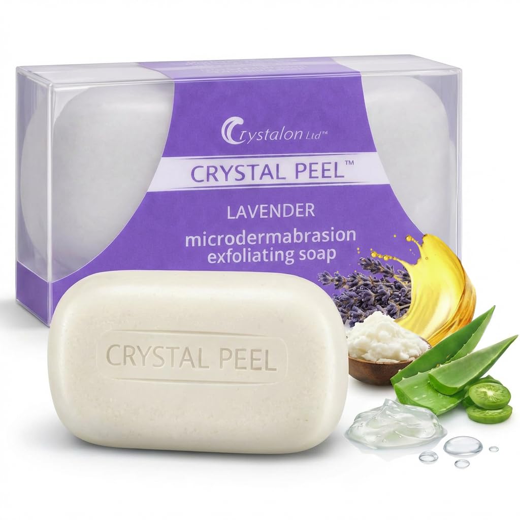 Exfoliating Bar Soap for Men & Women, Crystal Peel Luxury Microdermabrasion Hydrating & Exfoliating Body Soap Bar, Solid Magnesium Mineral Scrub Beauty & Personal Care Crystalon Crystal Peel