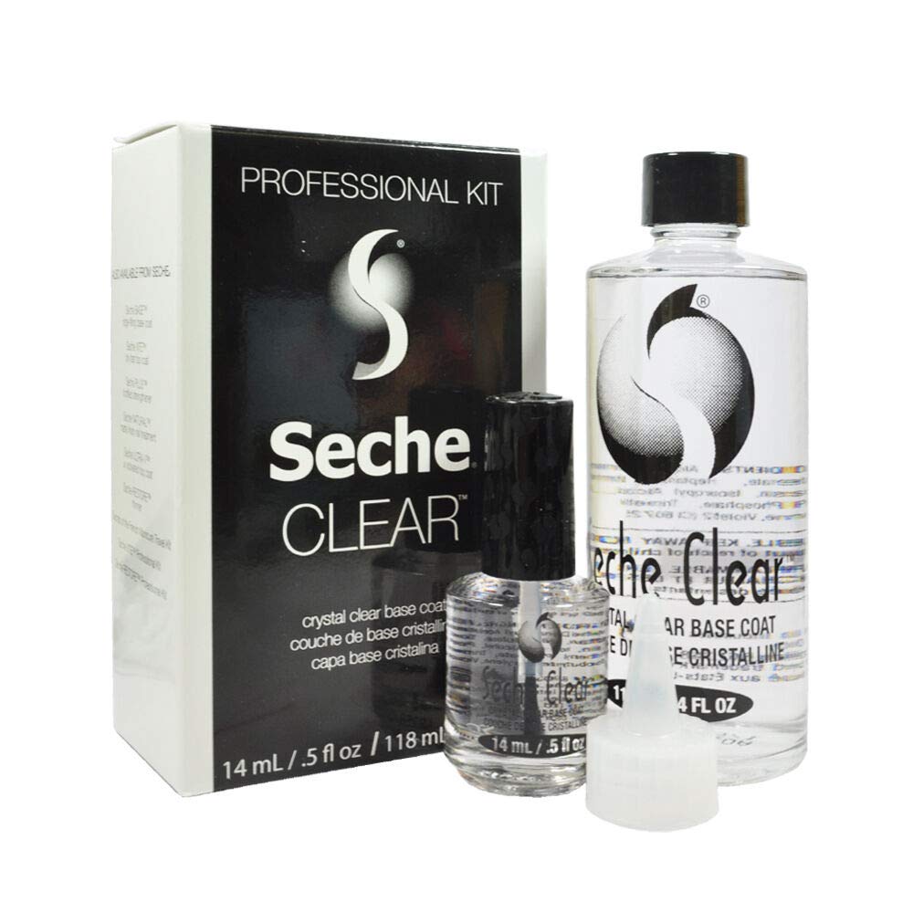 Seche Clear Professional Kit, Crystal Clear Base Coat for Nail Polish, 4 oz & 0.5 oz Refill Beauty & Personal Care Seche