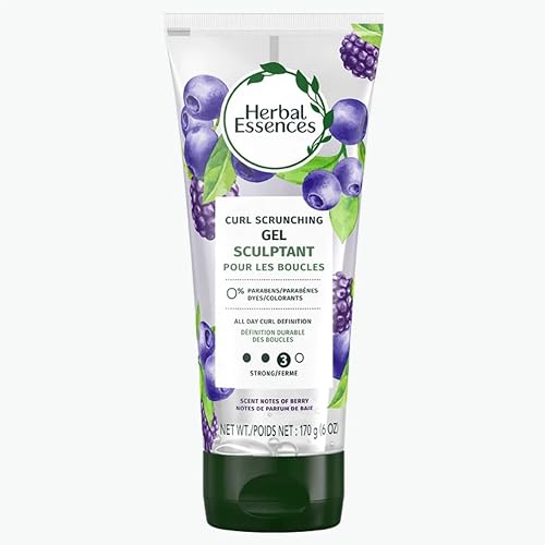 Herbal Essences Curl Scrunching Hair Gel, Curly Hair Gel, All Day Curl Definition, Hold Level 3, Berry Scent, 6 OZ Beauty & Personal Care Herbal Essences