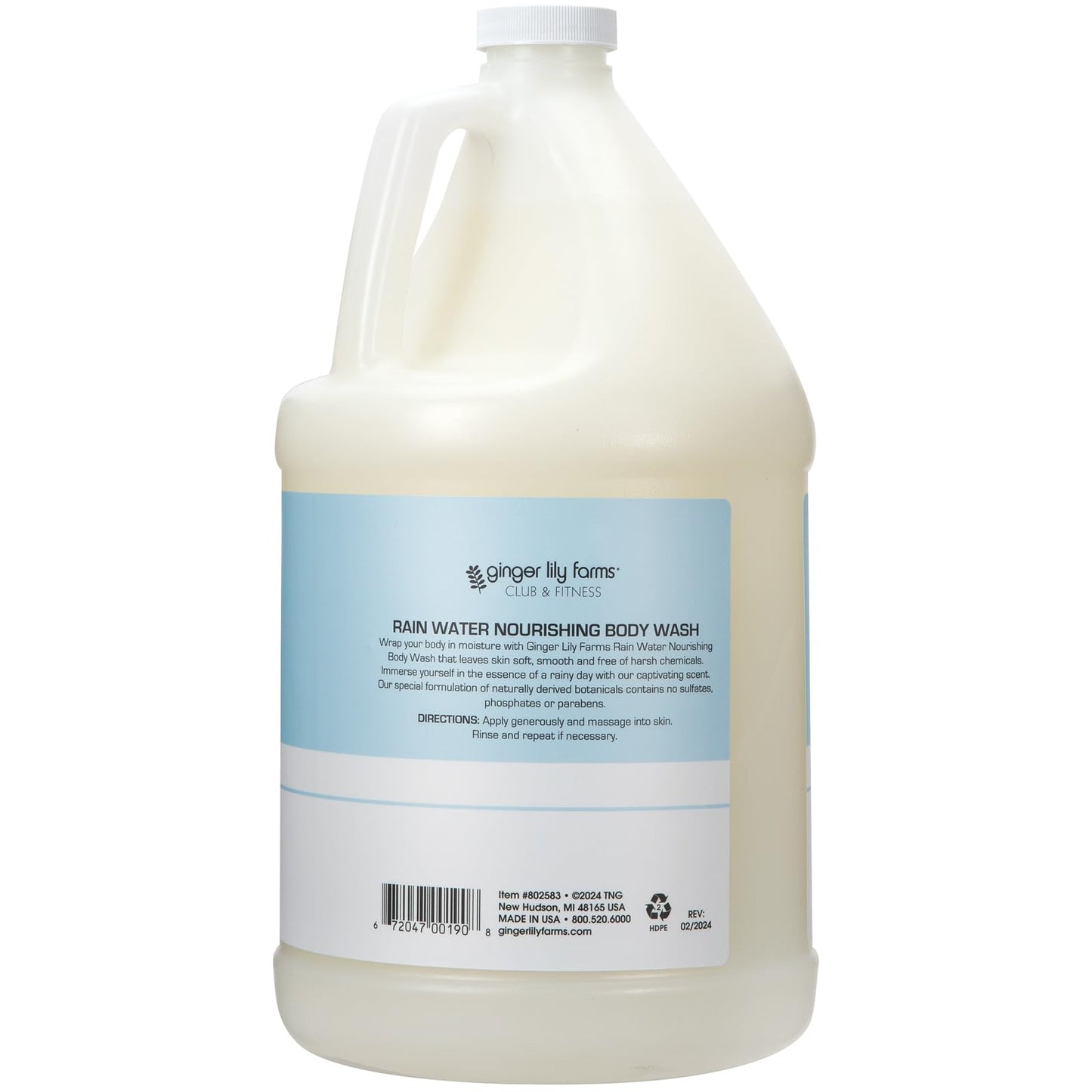 Ginger Lily Farms Club & Fitness Nourishing Body Wash, 100% Vegan & Cruelty-Free, Bath & Shower Gel for Men and Women, Rain Water Scent, 1 Gallon (128 Beauty & Personal Care Ginger Lily Farms