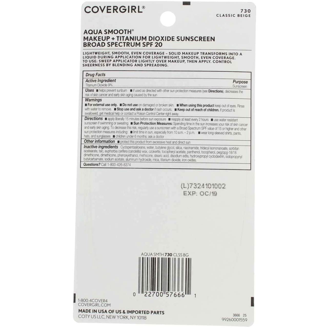 Cover Girl 57666 730clsbei Classic Beige Aqua Smoothers Make Up Beauty & Personal Care COVERGIRL