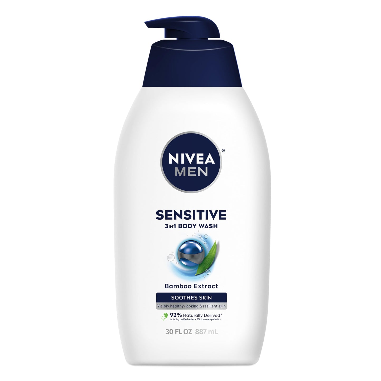 NIVEA MEN Sensitive Body Wash with Bamboo Extract, Moisturizing Body Wash for Sensitive Skin, Soap Free Shower Gel for Men with No Drying Alcohol, 30 Beauty & Personal Care NIVEA MEN