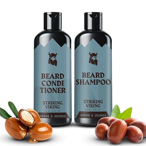 Striking Viking Beard Shampoo and Conditioner Set - 4 Fl Oz Each, Fresh Masculine Scent - Beard Wash and Conditioner for Men - Cleanses & Softens Beauty & Personal Care Striking Viking