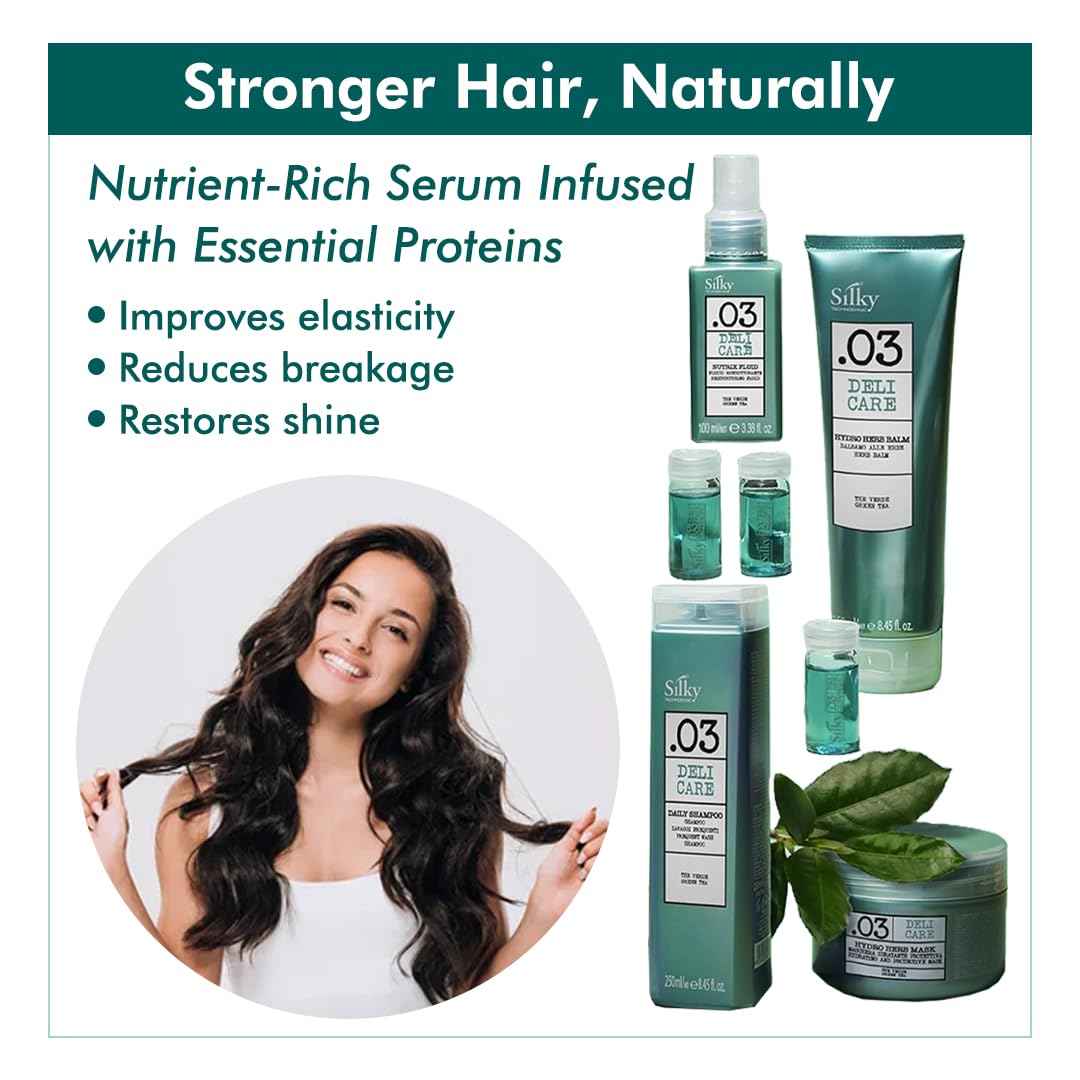 SILKY Technobasic .03 Deli Hair Care Set for All Hairs - 4-In-1 Kit with Hair Growth Oil, Hydrating Hair Balm & Shampoo for Stronger Strands - Hair Beauty & Personal Care SILKY Technobasic