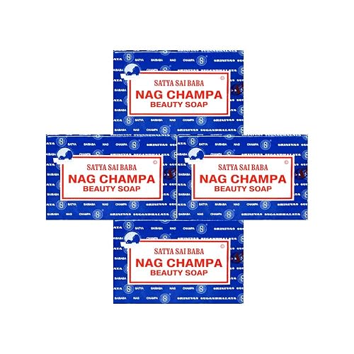 Satya Nag Champa: Sai Baba Natural Soap, Large, 150 g, 5 oz, 4 Piece Beauty & Personal Care Satya
