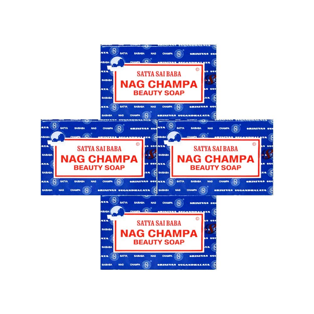 Satya Nag Champa: Sai Baba Natural Soap, Large, 150 g, 5 oz, 4 Piece Beauty & Personal Care Satya