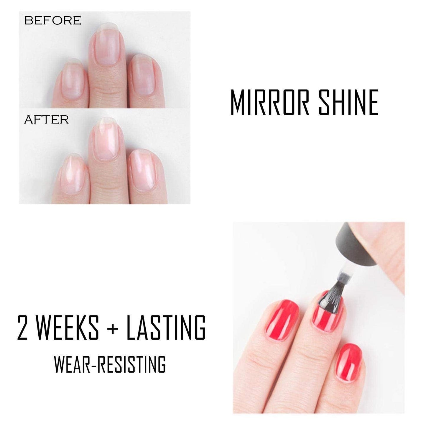 Vishine Long Lasting Soak Off Nail Polish Base + Top Coat Set Gel 15ml Beauty & Personal Care Vishine