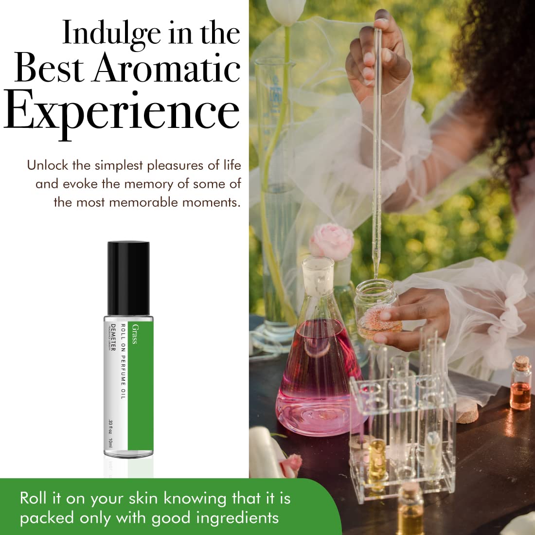 DEMETER Grass Roll On Perfume Oil, 0.33 Oz, Long-Lasting Beauty & Personal Care DEMETER