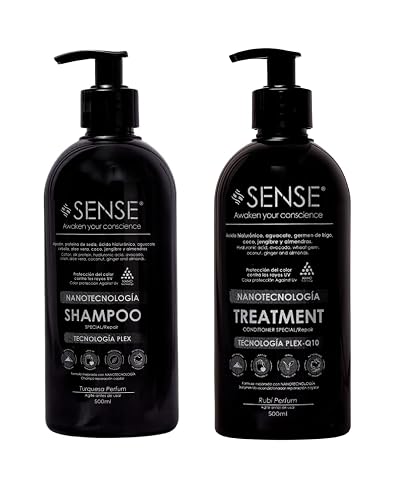 SENSE AWAKEN YOUR CONSCIENCE Nanotech Plex Repair Shampoo & Conditioner Set - Bond Restoration with Hyaluronic Acid, Coconut, Ginger & Q10 - 2 x 500 Beauty & Personal Care SENSE AWAKEN YOUR CONSCIENCE