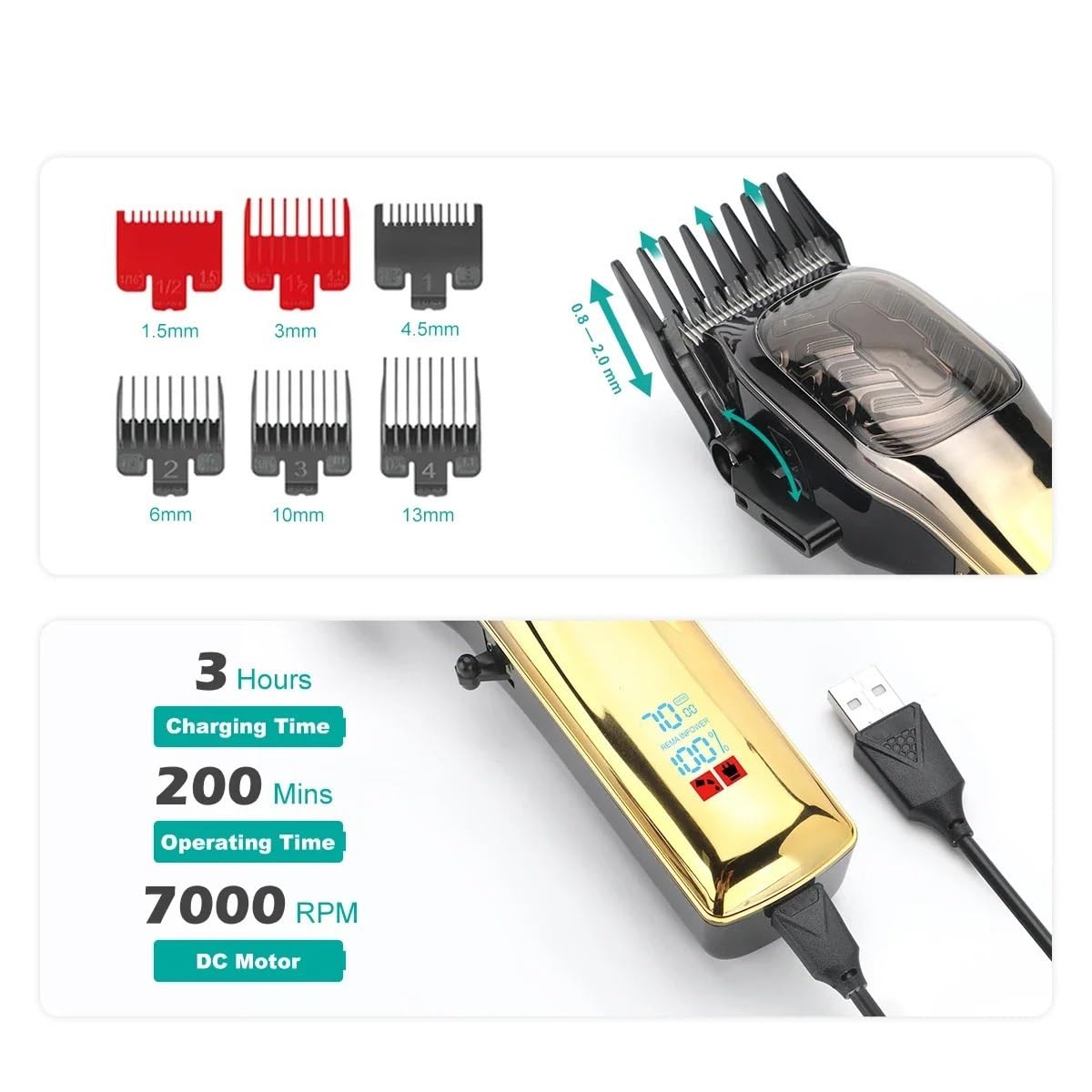 QDKVTNDJZ Hair Clippers for Men, Men's Barber Scissors Adjustable Electric Rechargeable Men's Barber Scissors(Green) Beauty and Personal Care QDKVTNDJZ