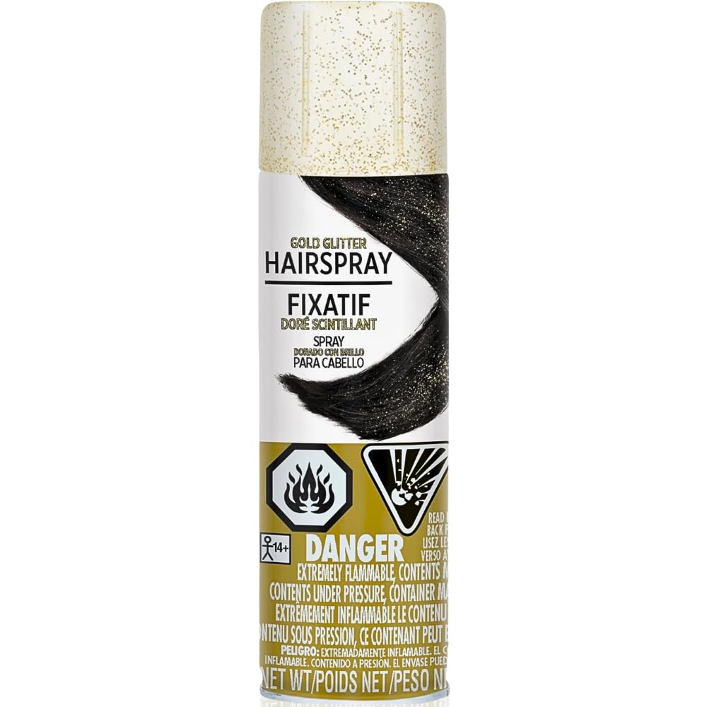 Hypo-Allergenic Glitter Gold Hair Spray - 3 oz. - Perfect Party Accessory, 1 Pc. Beauty & Personal Care Amscan