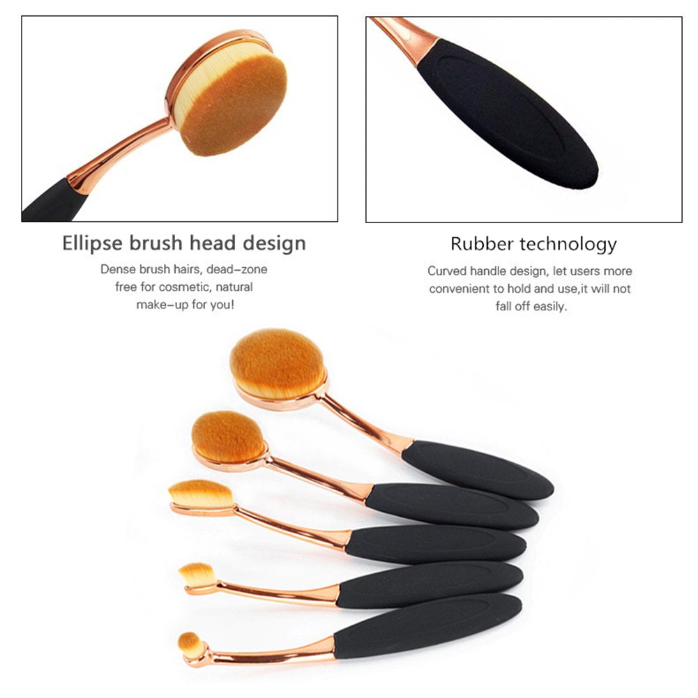 Yoseng Oval Foundation Brush 5 Pcs Toothbrush makeup brushes Fast Flawless Application Liquid Cream Powder Foundation Beauty & Personal Care Yoseng