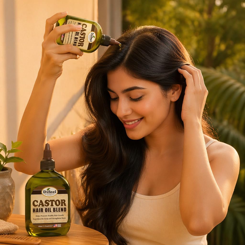 Difeel Mega Care Castor Hair Oil Blend 7.1 oz. - Blended Castor Oil for Hair Growth