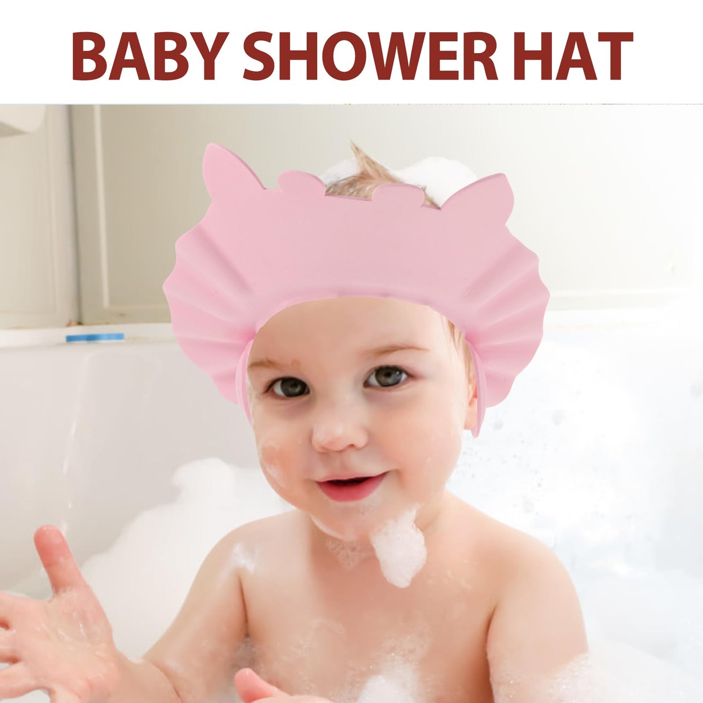Baby Shower Cap for Washing Hair - Adjustable Hippo Toddler Shampoo Hat with Ear Flaps, Waterproof Kids Bath Visor Shield to Keep Water Out of Eyes Beauty and Personal Care Healifty