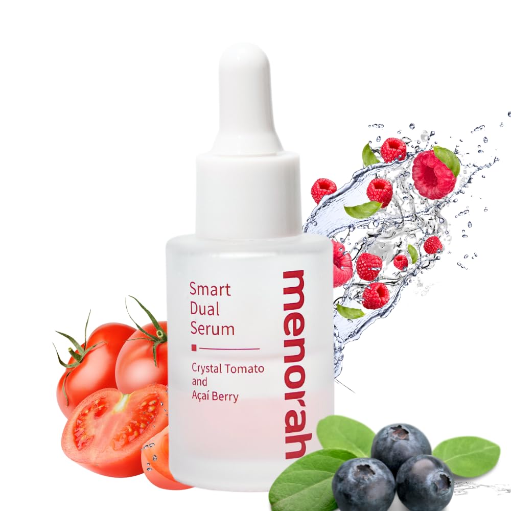 menorah Smart Dual Serum - Shake-Activated Dual Phase Glow Serum, Lightweight Hydration + Nourishing Face Oil, Fast-Absorbing, Radiant Look, Daily Beauty & Personal Care menorah