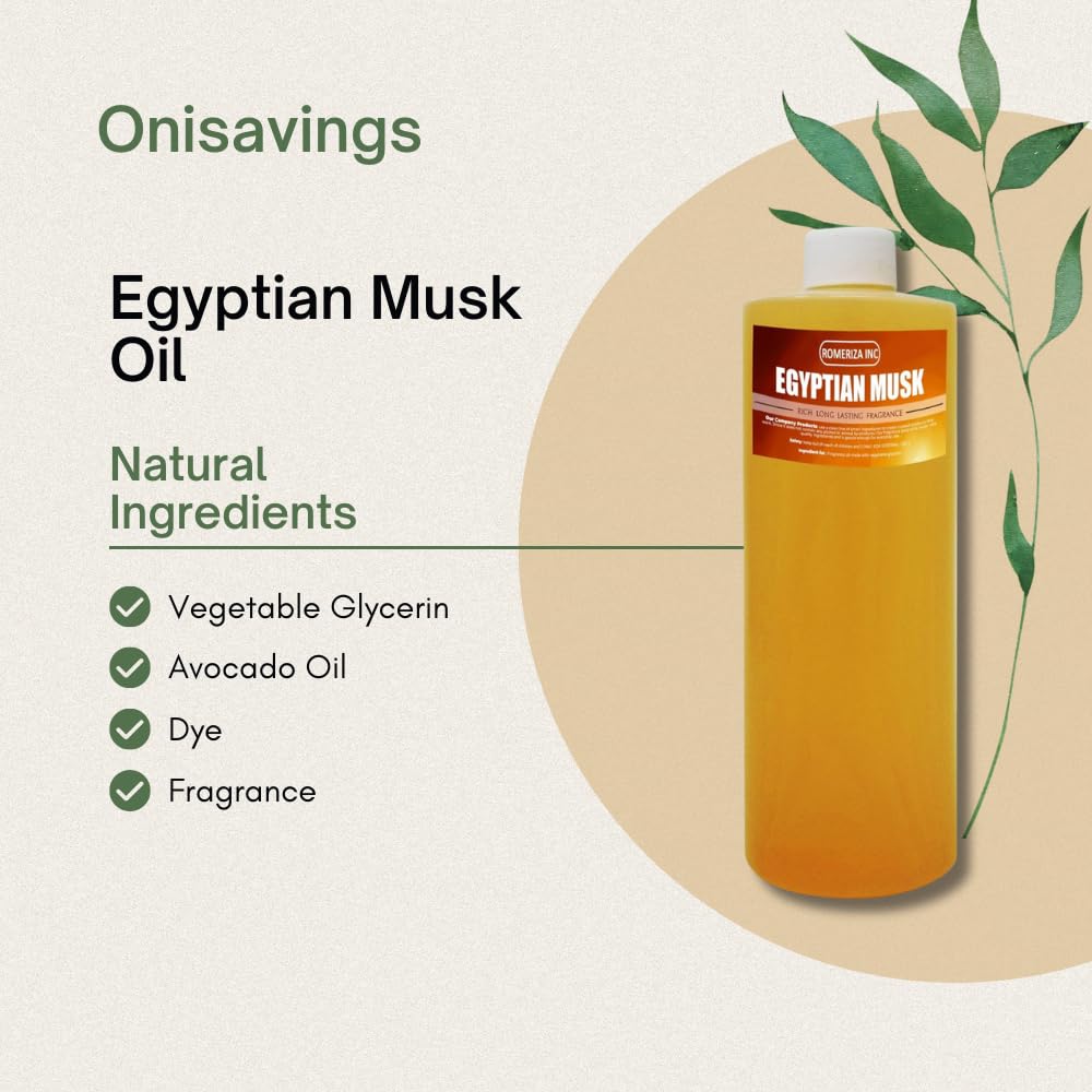 ONISAVINGS 10 FL Oz Egyptian Musk Fragrance Oil Ideal for DIY Soap Making, Candles and Body Butters - Long-Lasting Fragrance Essential Oil Beauty & Personal Care Onisavings