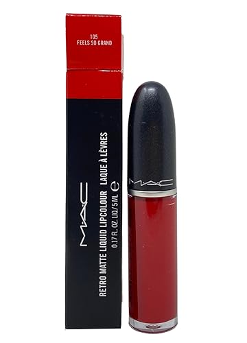 MAC Cosmetics Retro Matte Liquid Lipcolour - 105 Feels So Grand (Deep true red) .17 oz / 5 ml Beauty & Personal Care MAC