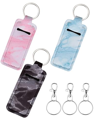 Meiiy Chapstick Holder Lip balm Holder Lipstick Sleeve Pouch Lip Gloss Holder With Hook 3 Pcs Marble Stocking Stuffers Gift for Women (3pcs) Beauty & Personal Care Meiiy