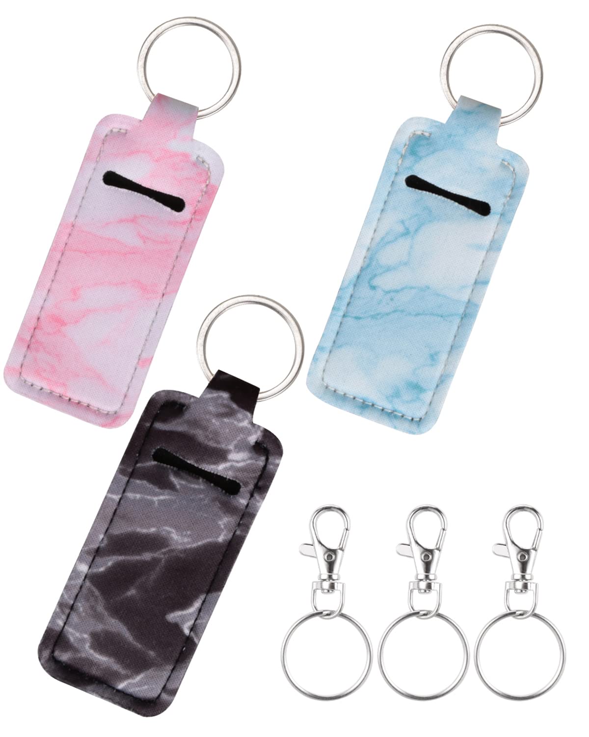 Meiiy Chapstick Holder Lip balm Holder Lipstick Sleeve Pouch Lip Gloss Holder With Hook 3 Pcs Marble Stocking Stuffers Gift for Women (3pcs) Beauty & Personal Care Meiiy