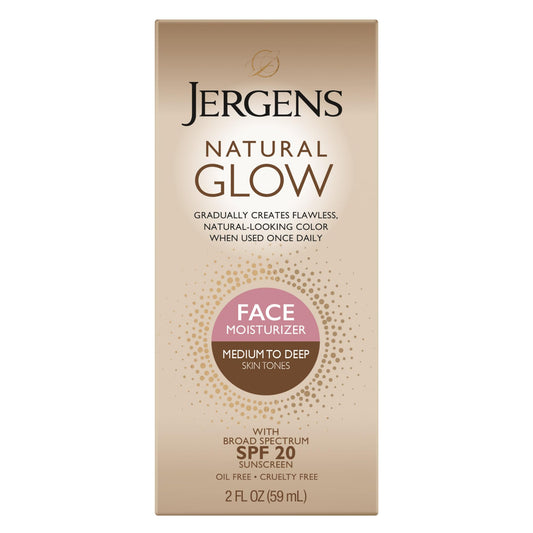 Jergens Natural Glow Self Tanner Face Moisturizer with SPF 20 Facial Sunscreen, Medium to Deep Skin Tone, Sunless Tanning, Oil Free, Broad Spectrum Beauty and Personal Care Jergens Default Title
